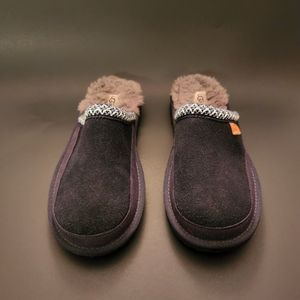 UGG Women's Plush Slippers House Shoes Gray Fur-Blue-Pre-owned and Size 6